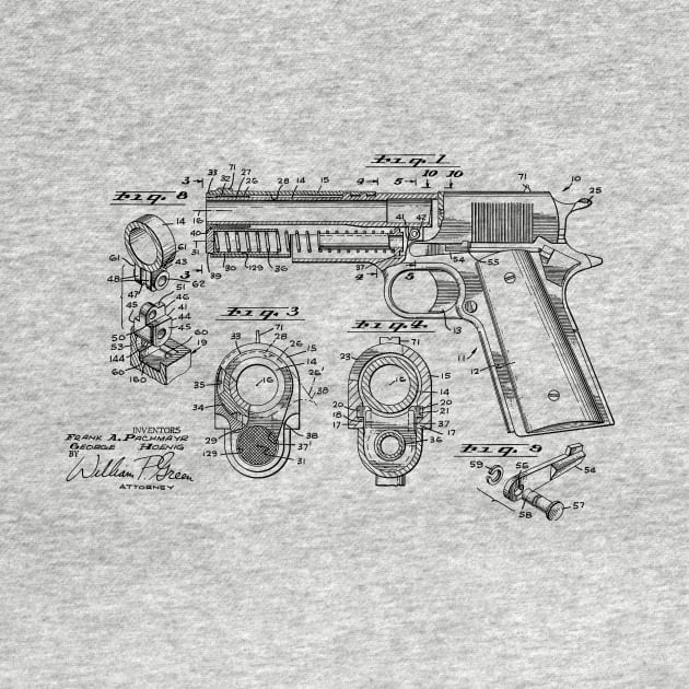 Gun Design vintage patent drawing by TheYoungDesigns